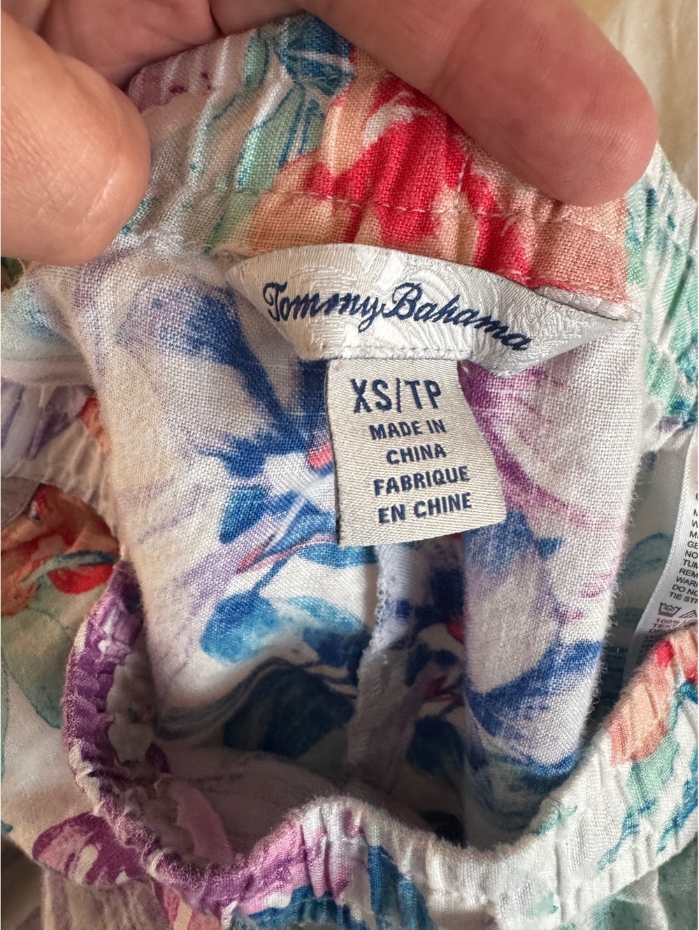 Tommy Bahama Women’s XS 100% Linen Pants Tropical Floral Drawstring Resort - Picture 6 of 7